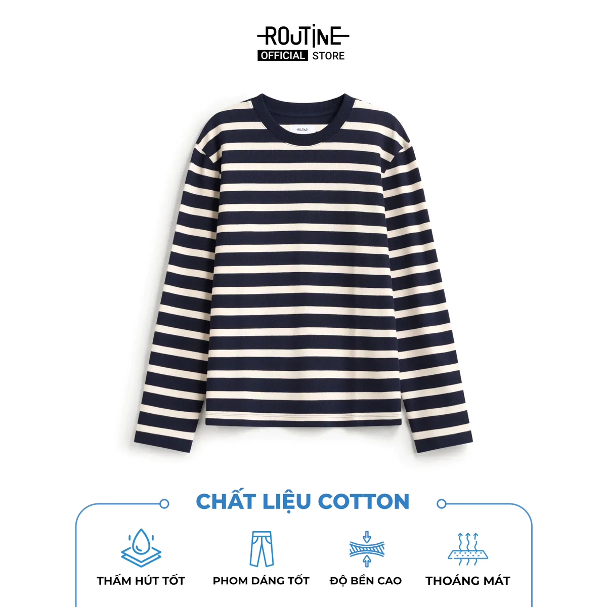 Áo Thun Tay Dài Nam Sọc Ngang Form Fiited - Routine 10F25TSL002