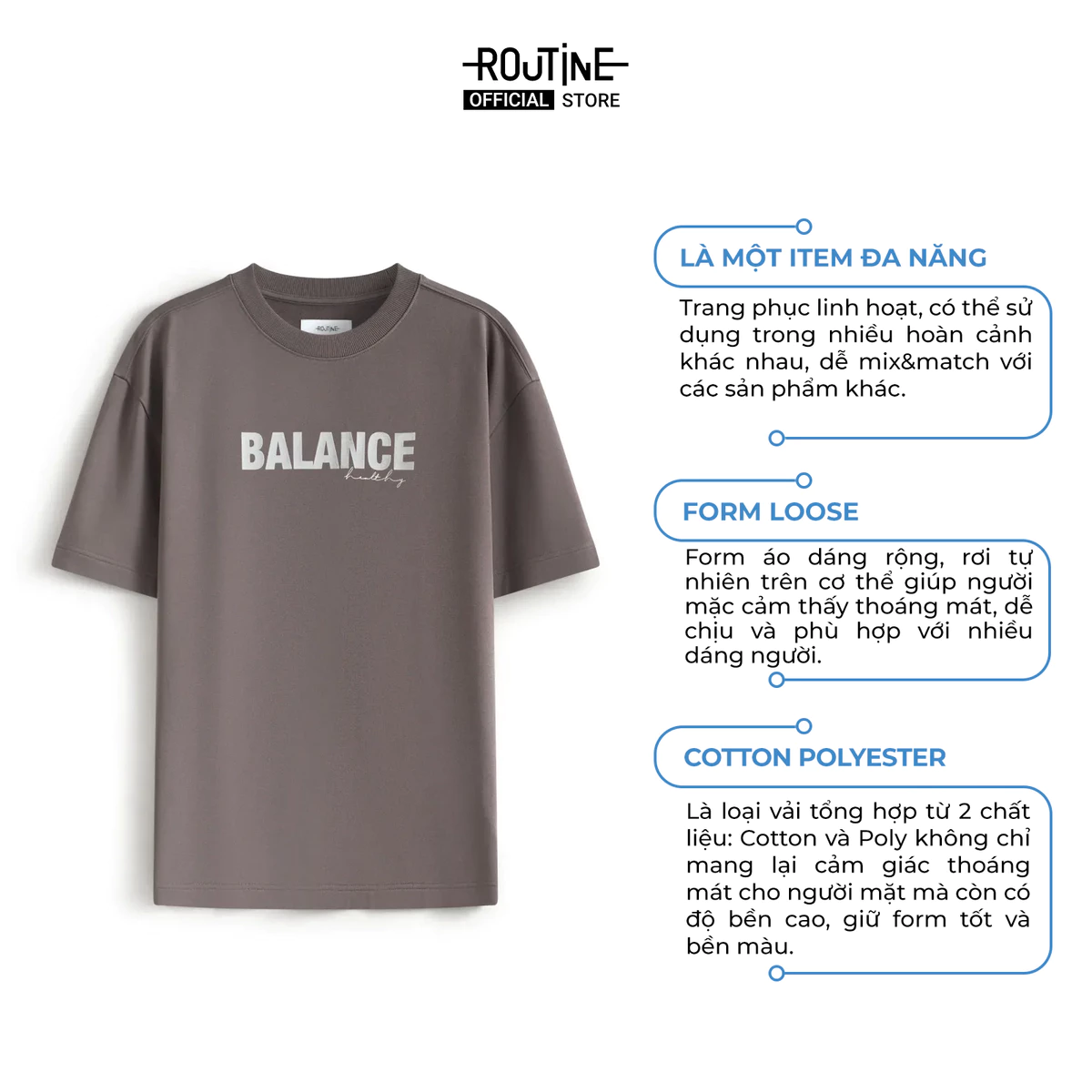 Áo Thun Tay Ngắn Nam In Ngực Form Loose - Routine 10F25TSS035