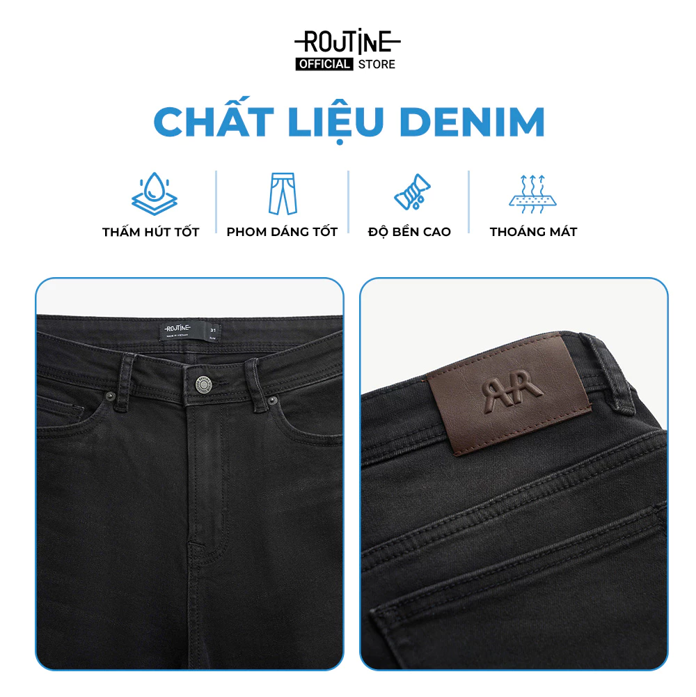 Quần Jeans Nam Trơn Ống Ôm Kiểu Basic Form Slim - Routine 10F25DPA034