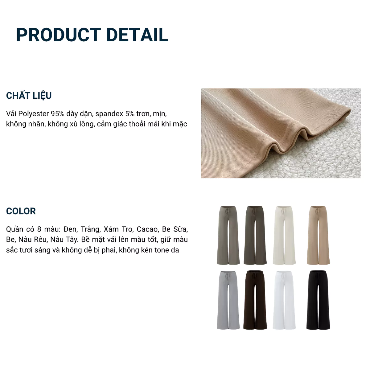 Quần dài Dáng suông POLY cạp trễ FFCLUB
