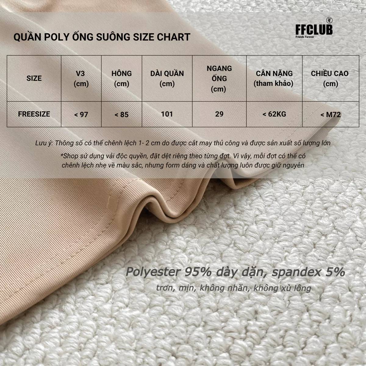 Quần dài Dáng suông POLY cạp trễ FFCLUB