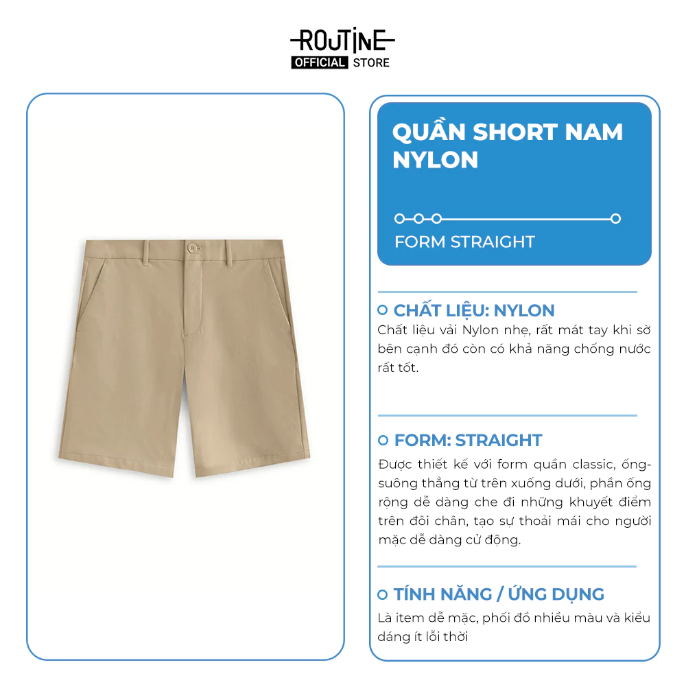 Quần Short Kaki Nam Trơn Form Straight - Routine 10S25PSH007