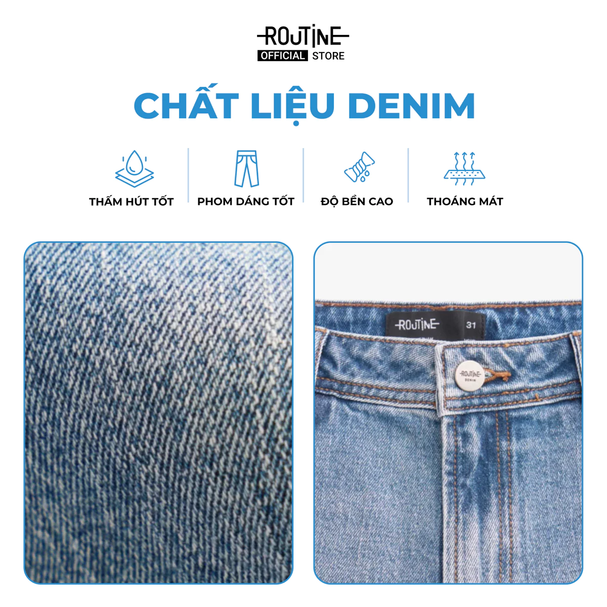 Quần Jean Nam Ống Đứng Trơn Form Straight - Routine 10F24DPA030