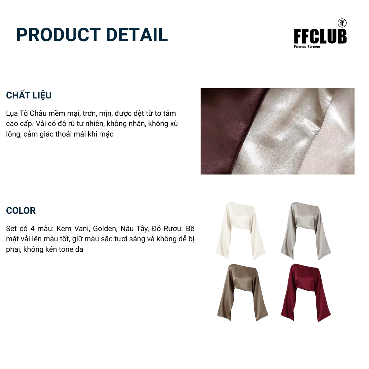 FFCLUB - Set Áo lụa form Crop trễ vai CROISSANT đi kèm chân váy Lụa 2 lớp Set dự tiệc