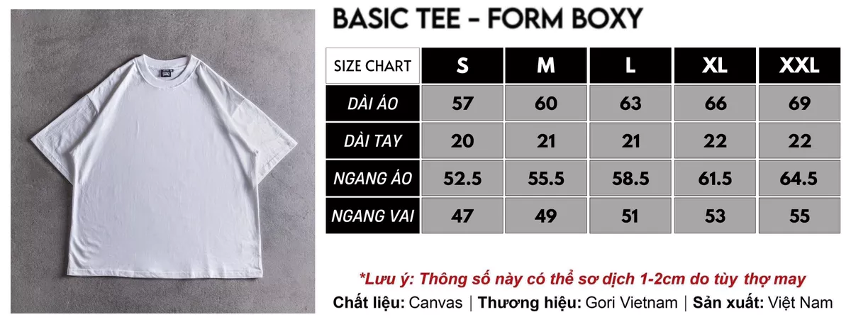 Áo Thun Trơn Form Boxy Basic Chất Liệu Cao Cấp GORI Vietnam