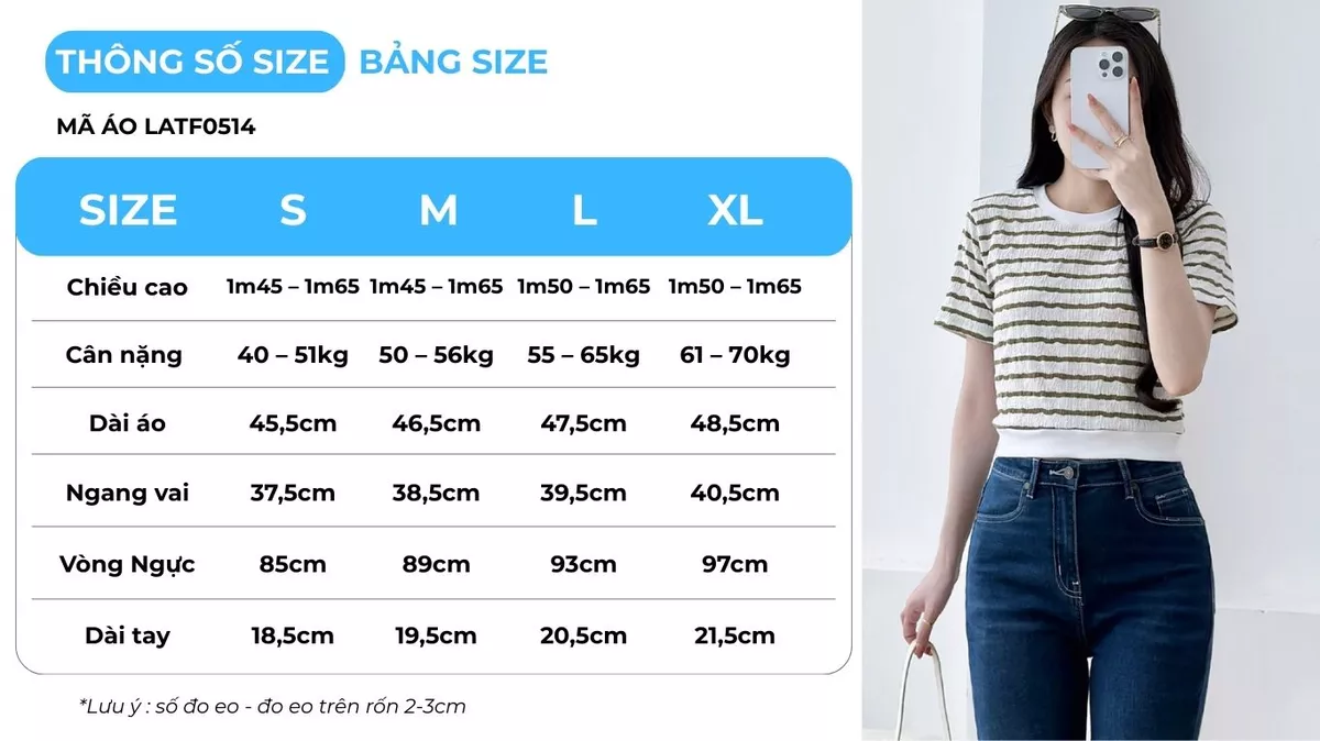Áo Thun Nữ GUMAC Áo Phông Kiểu Kẻ Sọc Ngang Dáng Ngắn Bo Eo Co Giãn Mềm Mát LATF0514