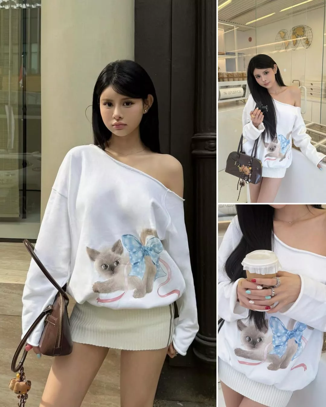 LSOUL Đầm Trễ Vai Tay Dài Bo Gân Cotton Co Giãn In 3D Ling Dress V25101688 V25101689