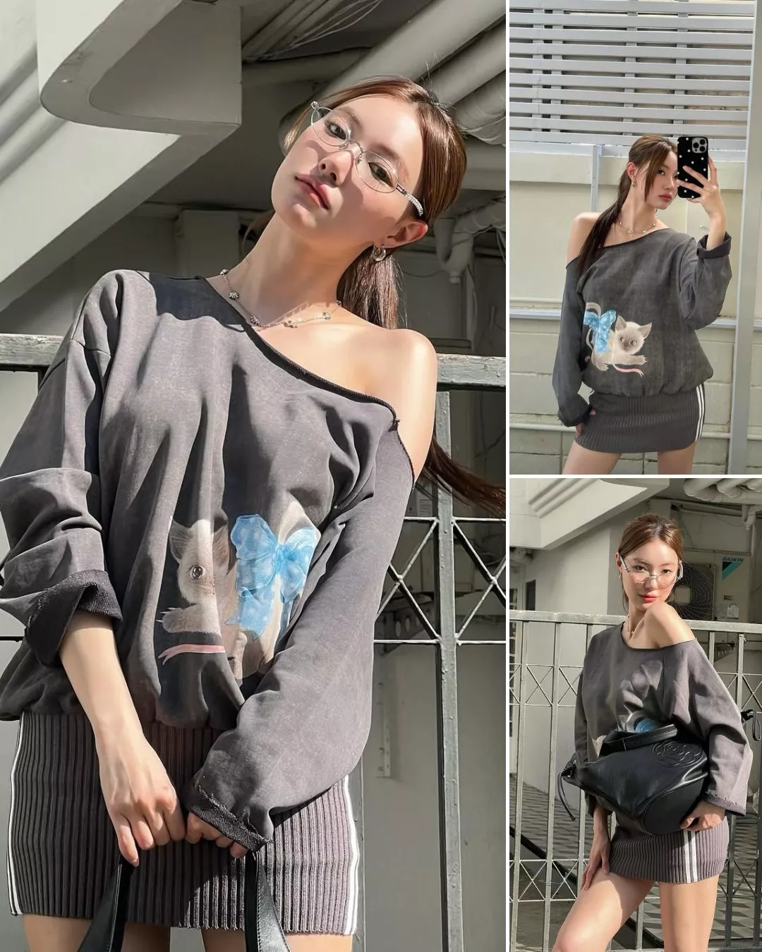 LSOUL Đầm Trễ Vai Tay Dài Bo Gân Cotton Co Giãn In 3D Ling Dress V25101688 V25101689