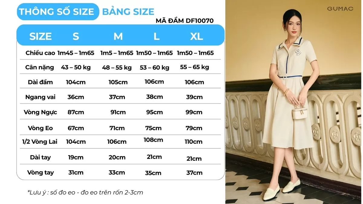 Đầm nữ GUMAC form A xòe nhẹ nhàng phối dây viền  DF10070