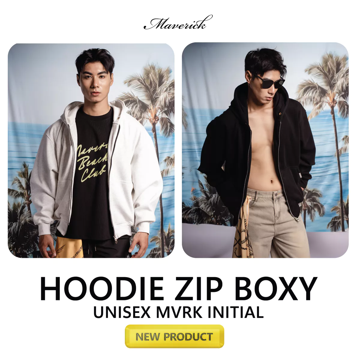 Áo Hoodie Zip MVRK Initial Unisex Boxy 400GSM Chất Nỉ Lông Cáo Dày Dặn Chống Nắng Tốt