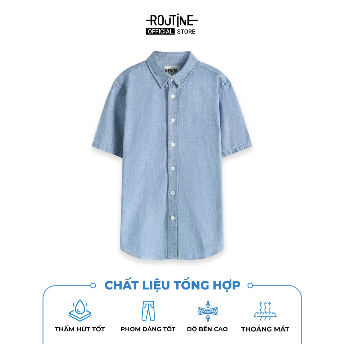 Áo Sơ Mi Denim Banana Tay Ngắn Form Fitted - Routine 10S25DSH011