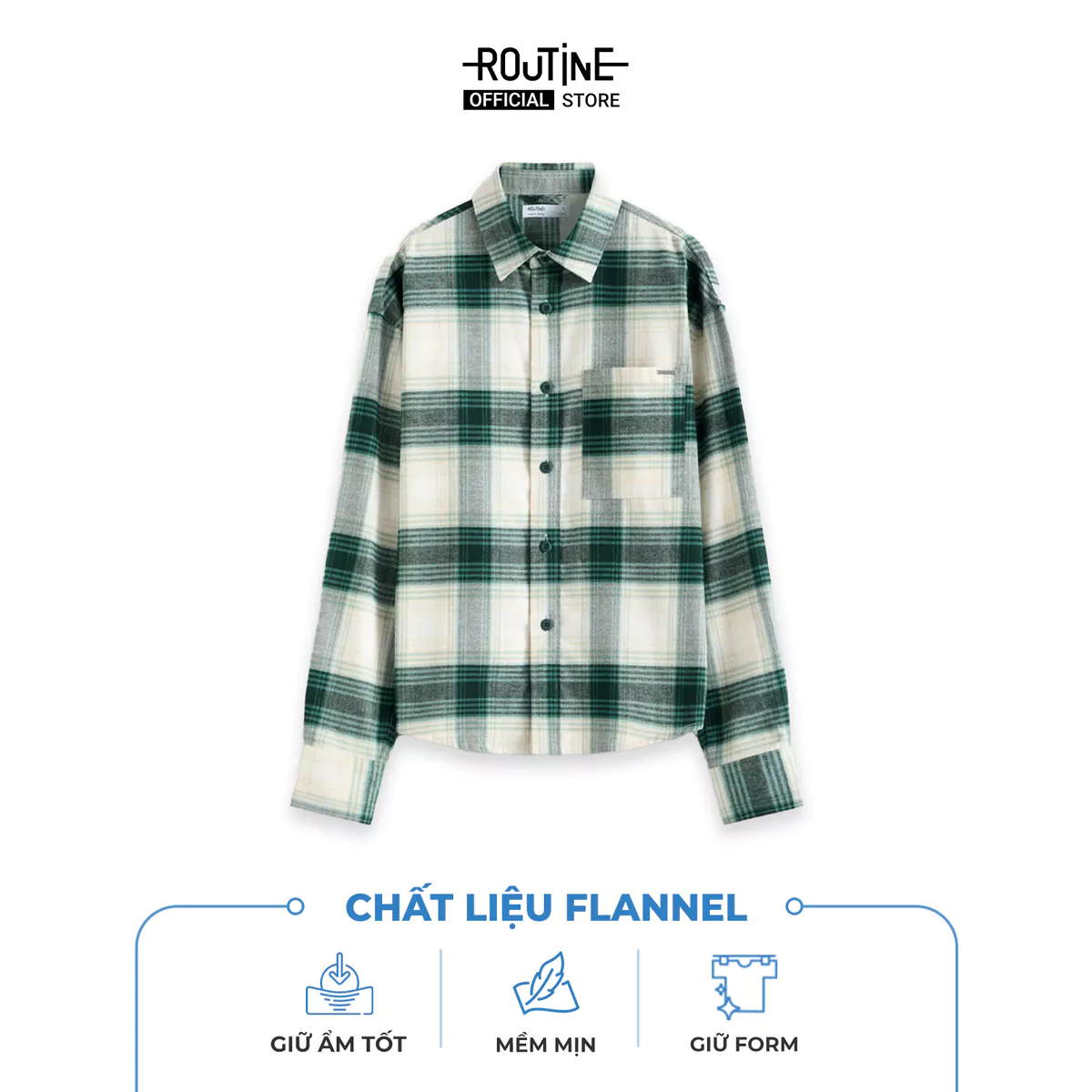 Áo Sơ Mi Tay Dài Nam Vải Flannel Form Oversize - Routine 10F25SHL002
