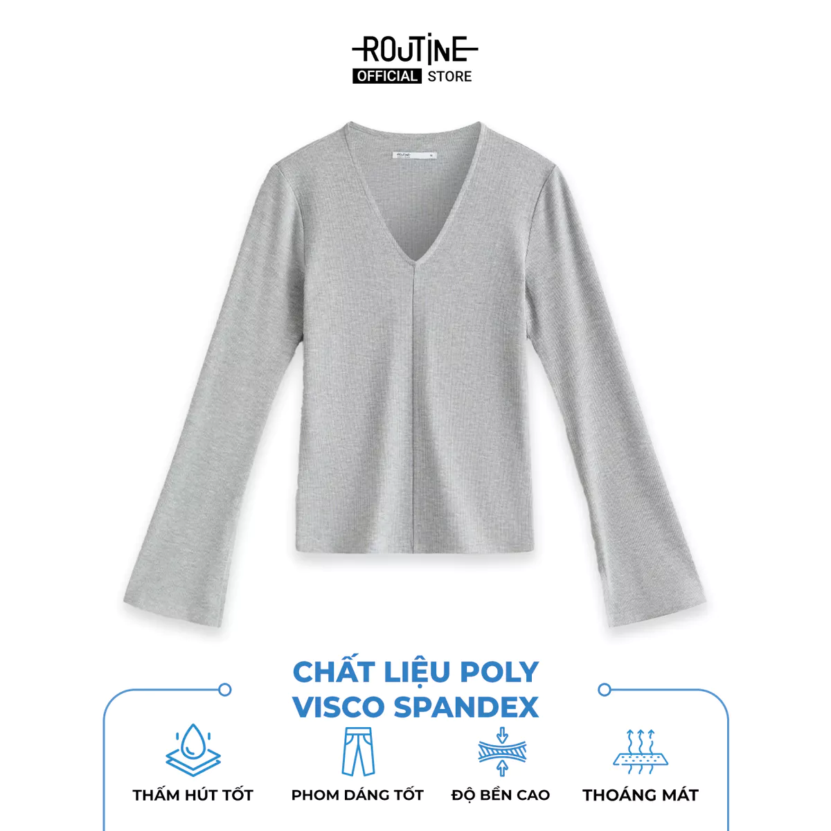 Áo Thun Tay Dài Nữ Cổ V Form Fitted - Routine 10F25TSLW005