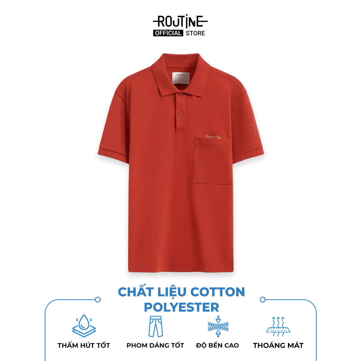 Áo Polo Nam Tay Ngắn Có Túi Phối Thêu Form Fitted - Routine 10S25POL021