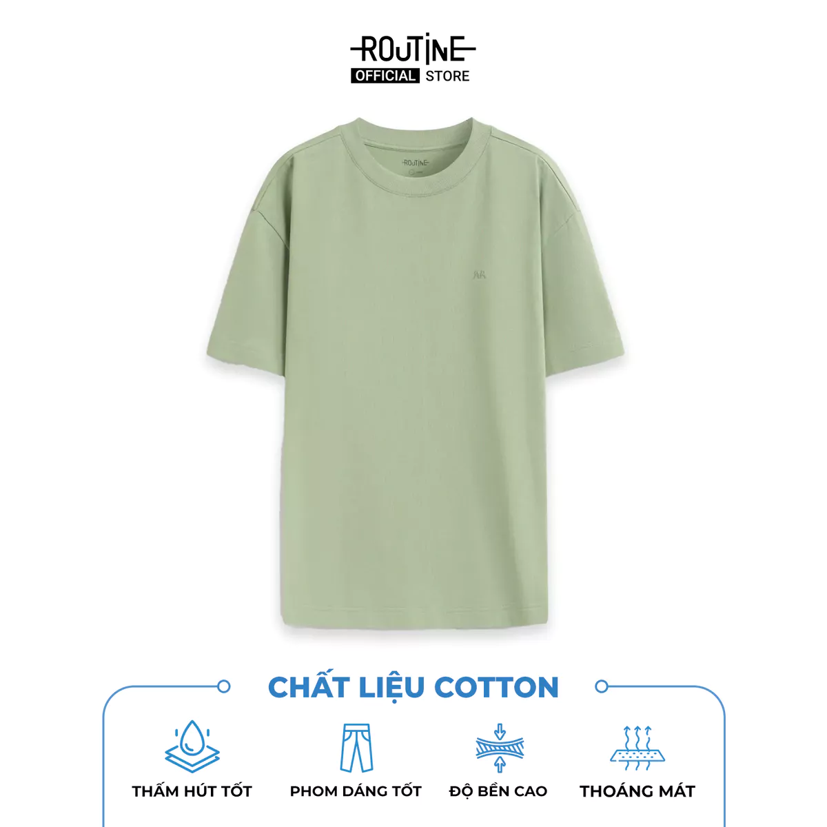Áo Thun Nam Tay Ngắn Thêu Logo Cổ Tròn Form Loose - Routine 10S25TSS019
