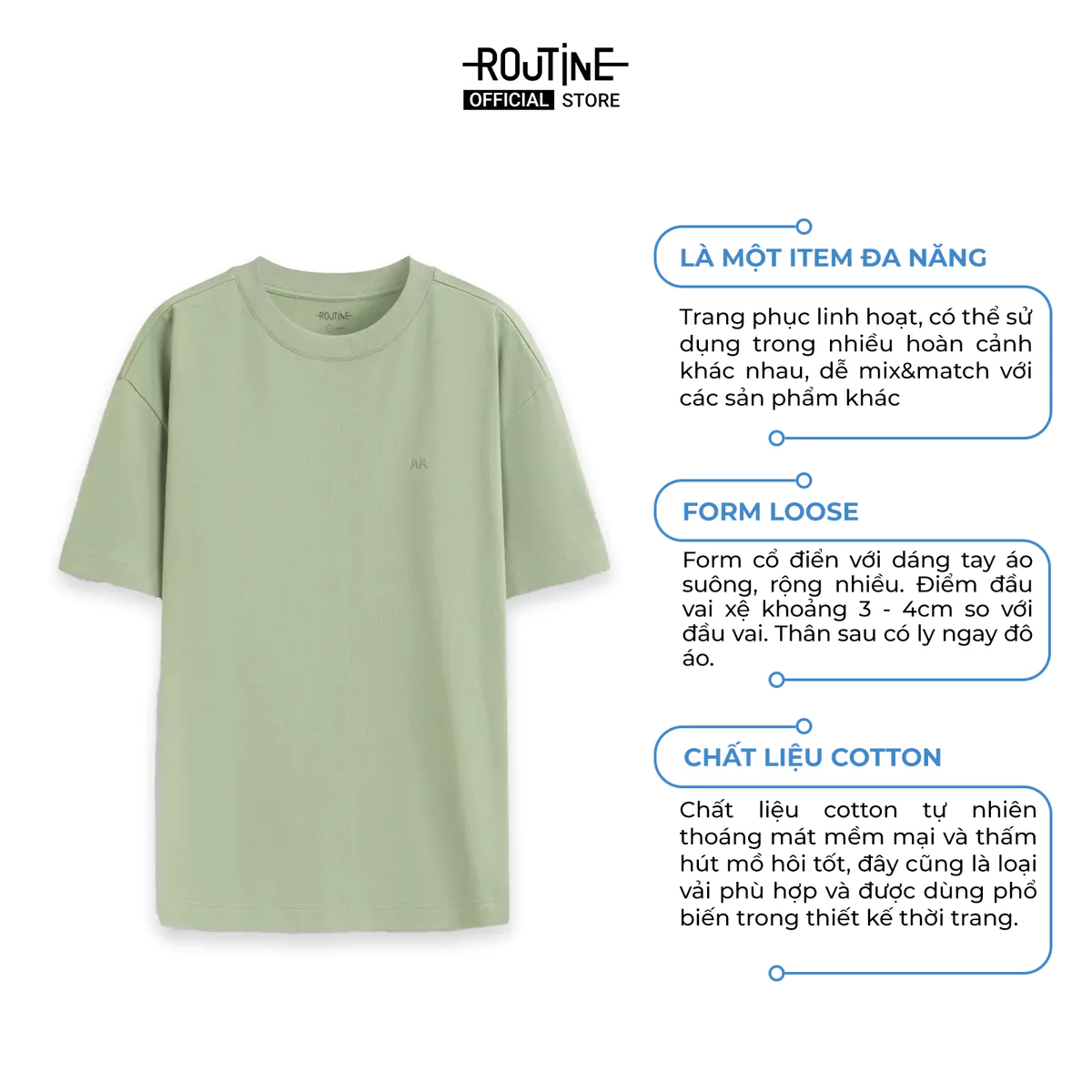 Áo Thun Nam Tay Ngắn Thêu Logo Cổ Tròn Form Loose - Routine 10S25TSS019