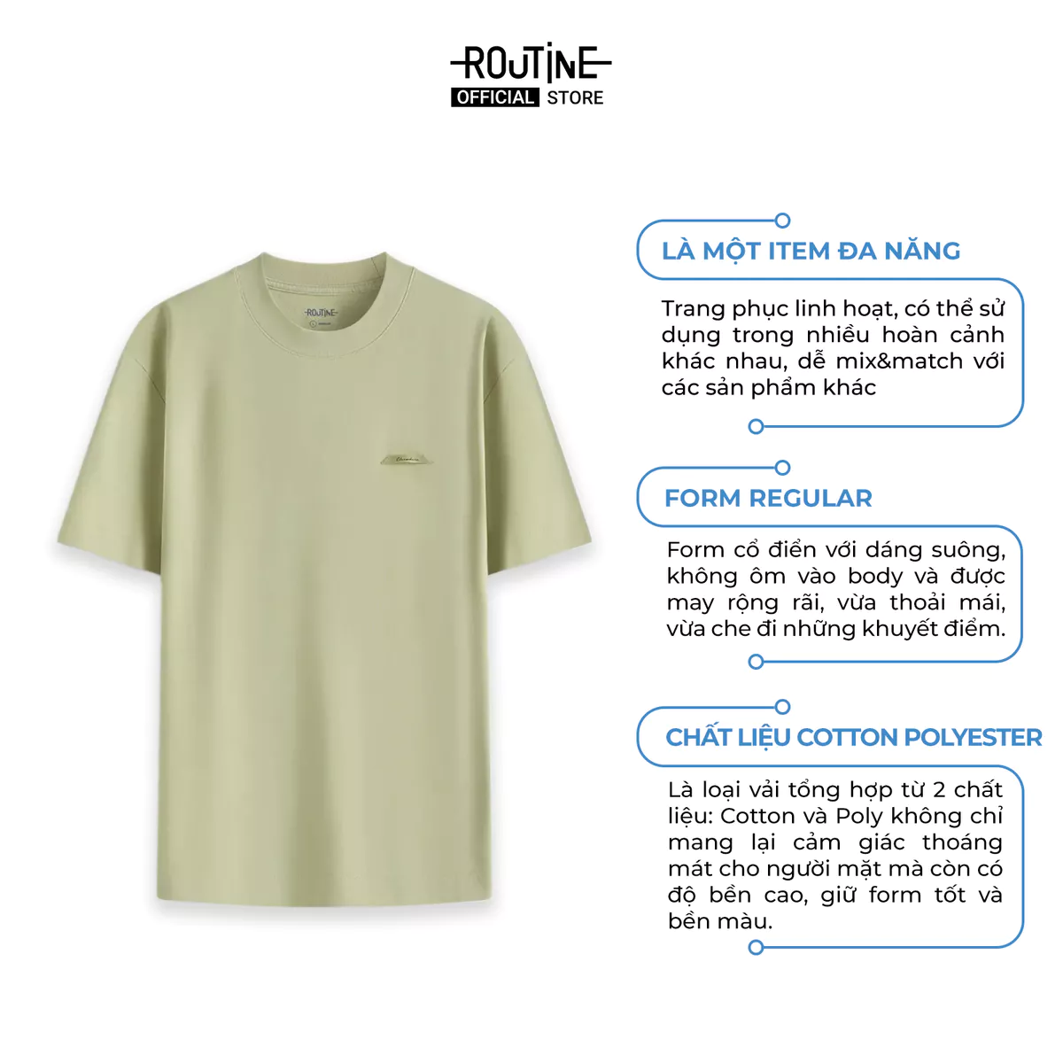 Áo Thun Vải Cotton Nhãn Trang Trí Form Regular - Routine 10S25TSS002