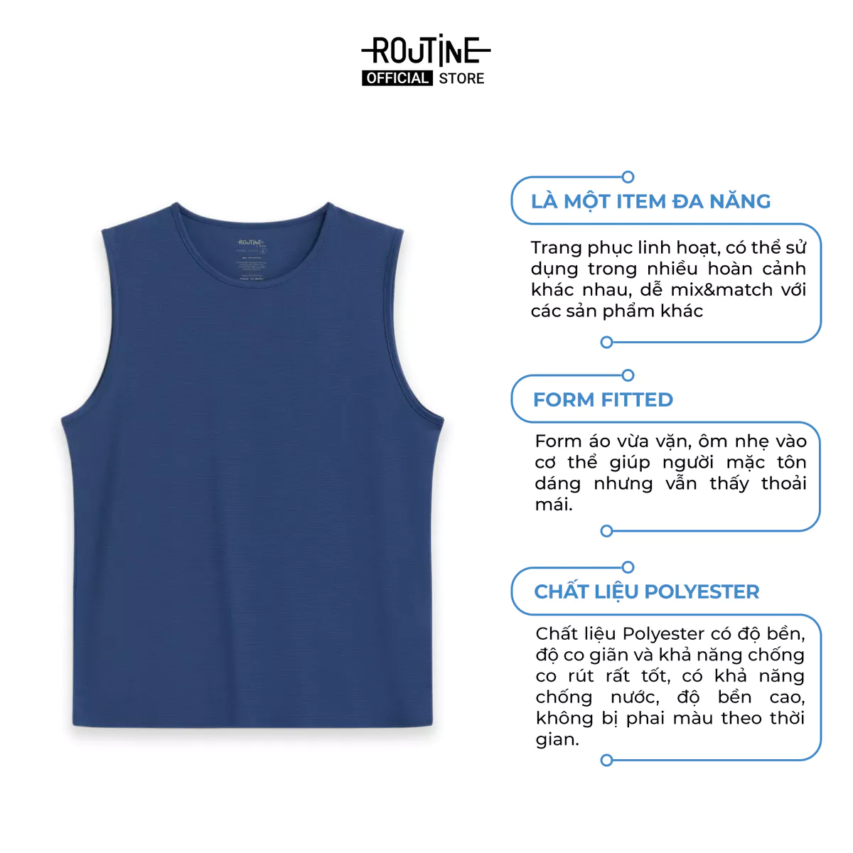 Áo Tanktop Thể Thao Nam Sát Nách Trơn Form Fitted - Routine 10S25TTOA001