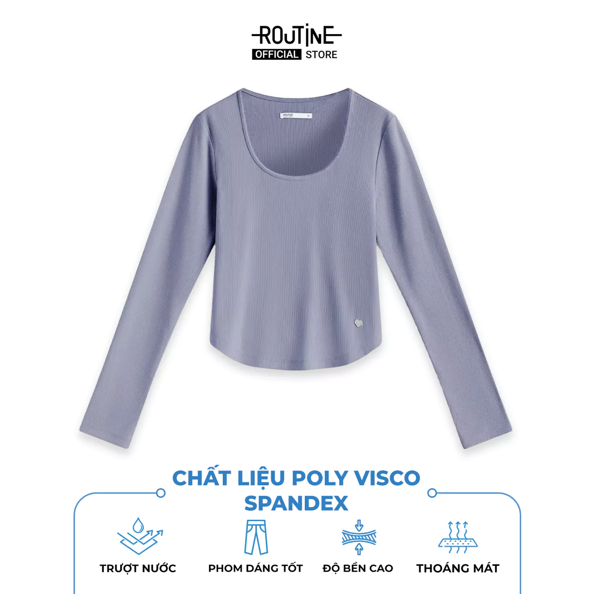 Áo Thun Tay Dài Nữ Có Nhãn Metal Form Fitted - Routine 10F25TSLW001