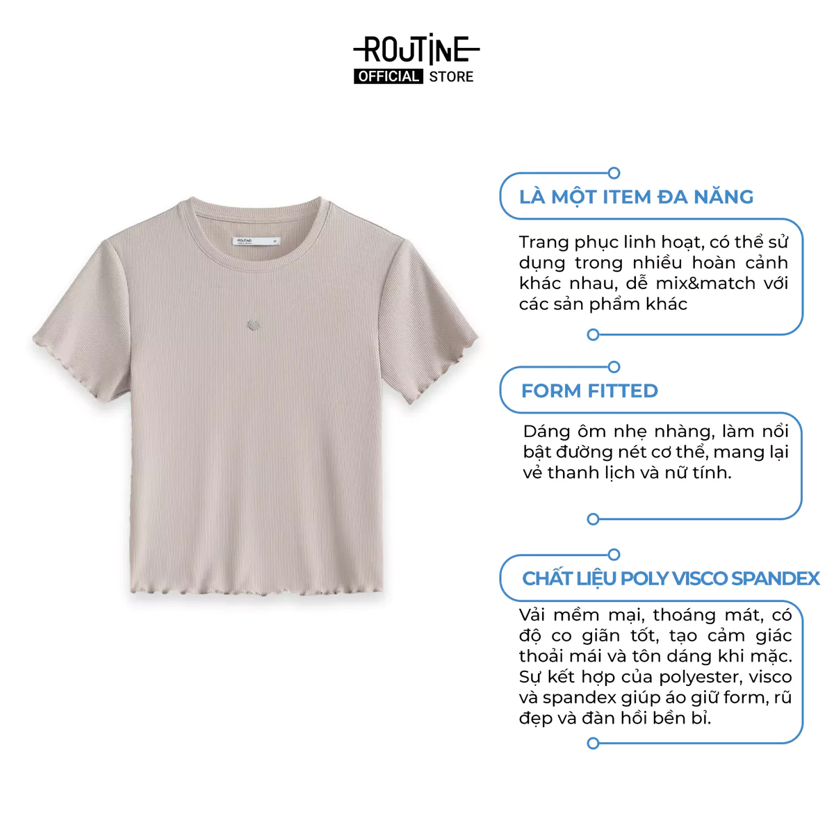 Áo Thun Tay Ngắn Nữ Cổ Vuông Form Fitted Cropped - Routine 10F25TSSW003