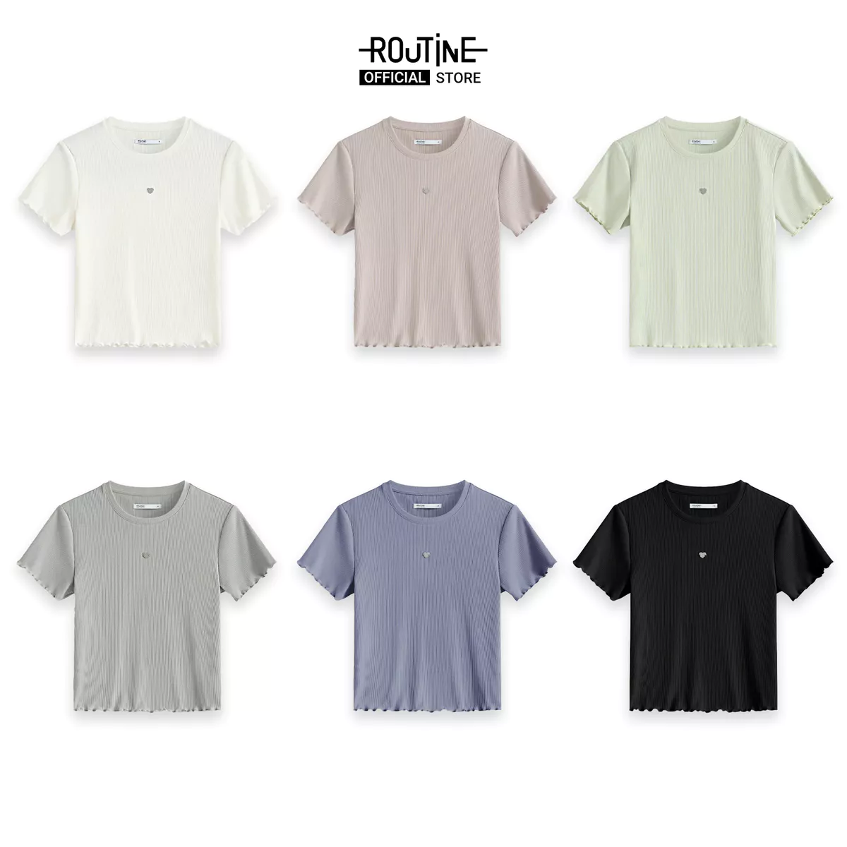Áo Thun Tay Ngắn Nữ Cổ Vuông Form Fitted Cropped - Routine 10F25TSSW003