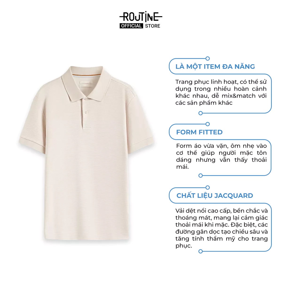 Áo Polo Premium Nam Tay Ngắn Vải Cotton Form Fitted - Routine 10S25POL003P
