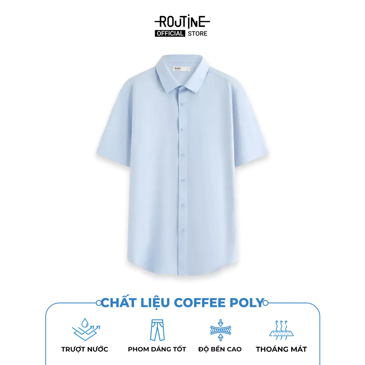 Áo Sơ Mi Nam Trơn Tay Ngắn Vải Coffee Form Fitted - Routine 10S25SHS011R2