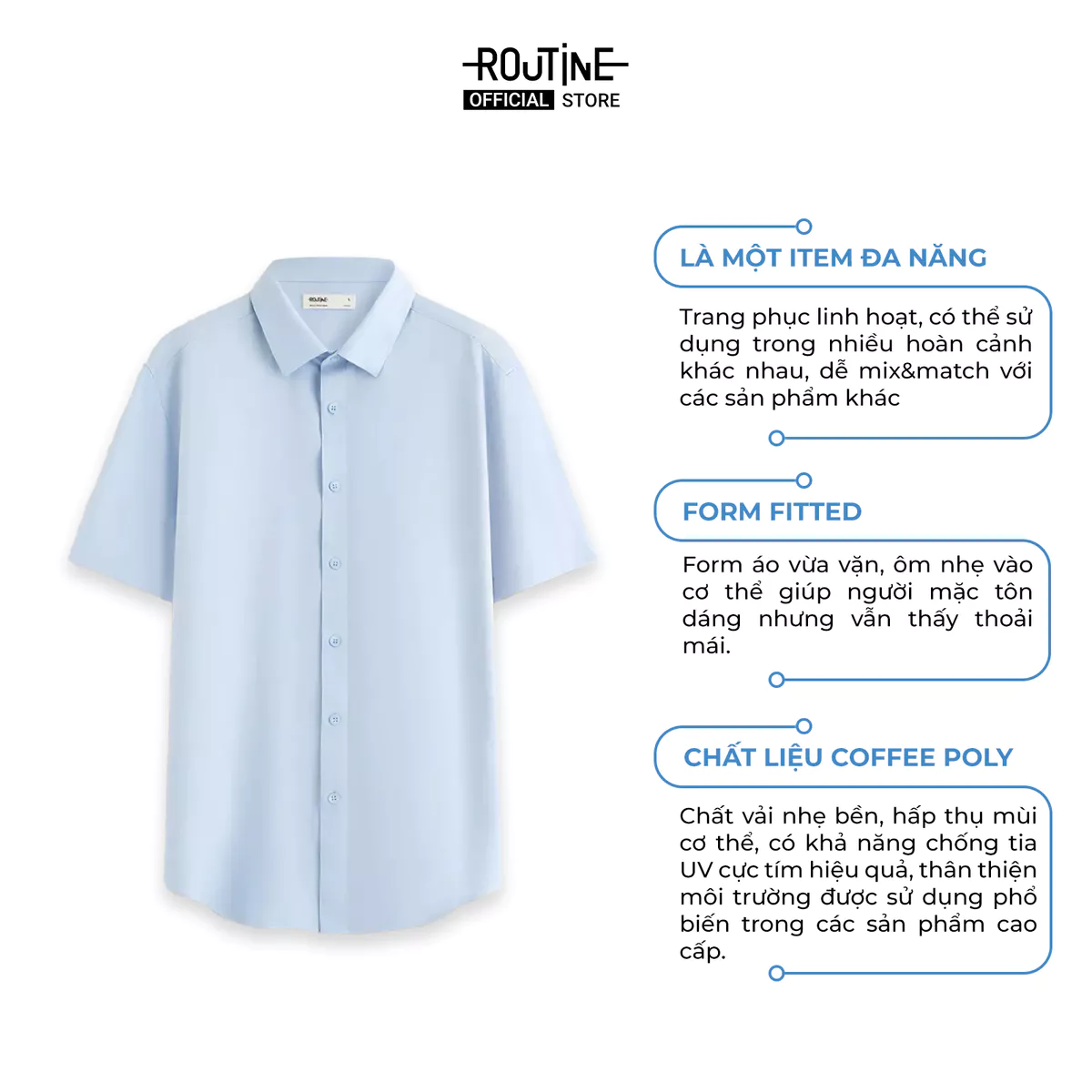 Áo Sơ Mi Tay Ngắn Nam Coffee Form Fitted - Routine 10S25SHS011