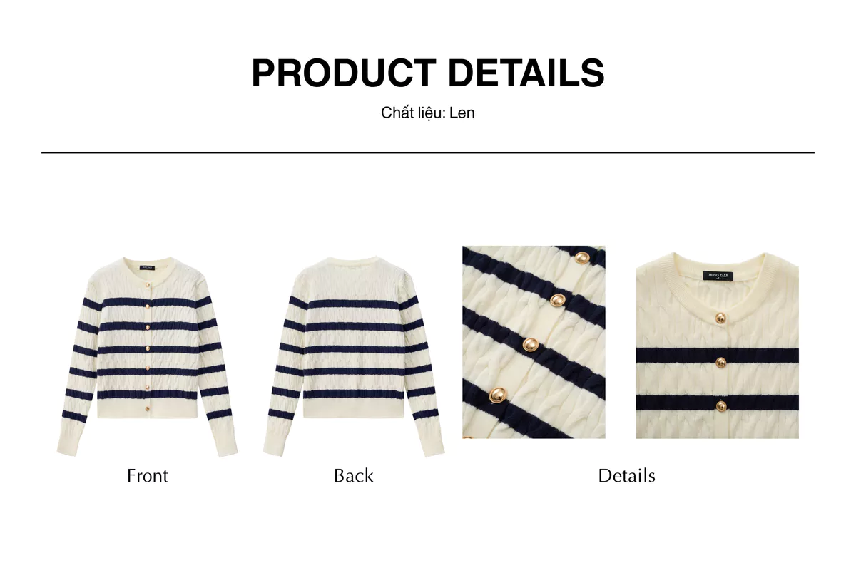 Áo cardigan len lông thỏ vặn thừng The Cable Cardigan Mono Talk - MCS26W-T30009FB