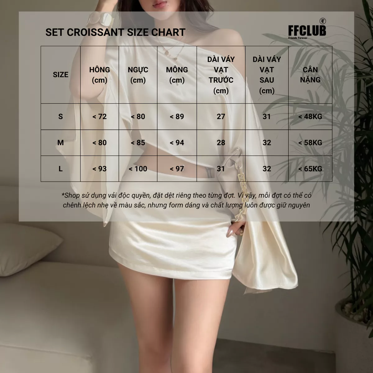 FFCLUB - Set Áo lụa form Crop trễ vai CROISSANT đi kèm chân váy Lụa 2 lớp Set dự tiệc