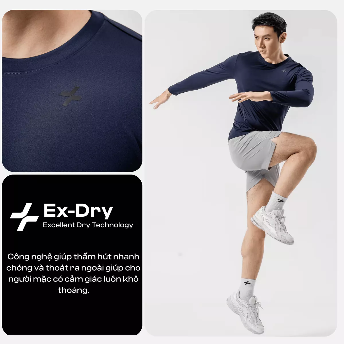 Áo dài tay nam thể thao Essential tập Gym, Pickleball co giãn, thấm hút tốt Coolmate