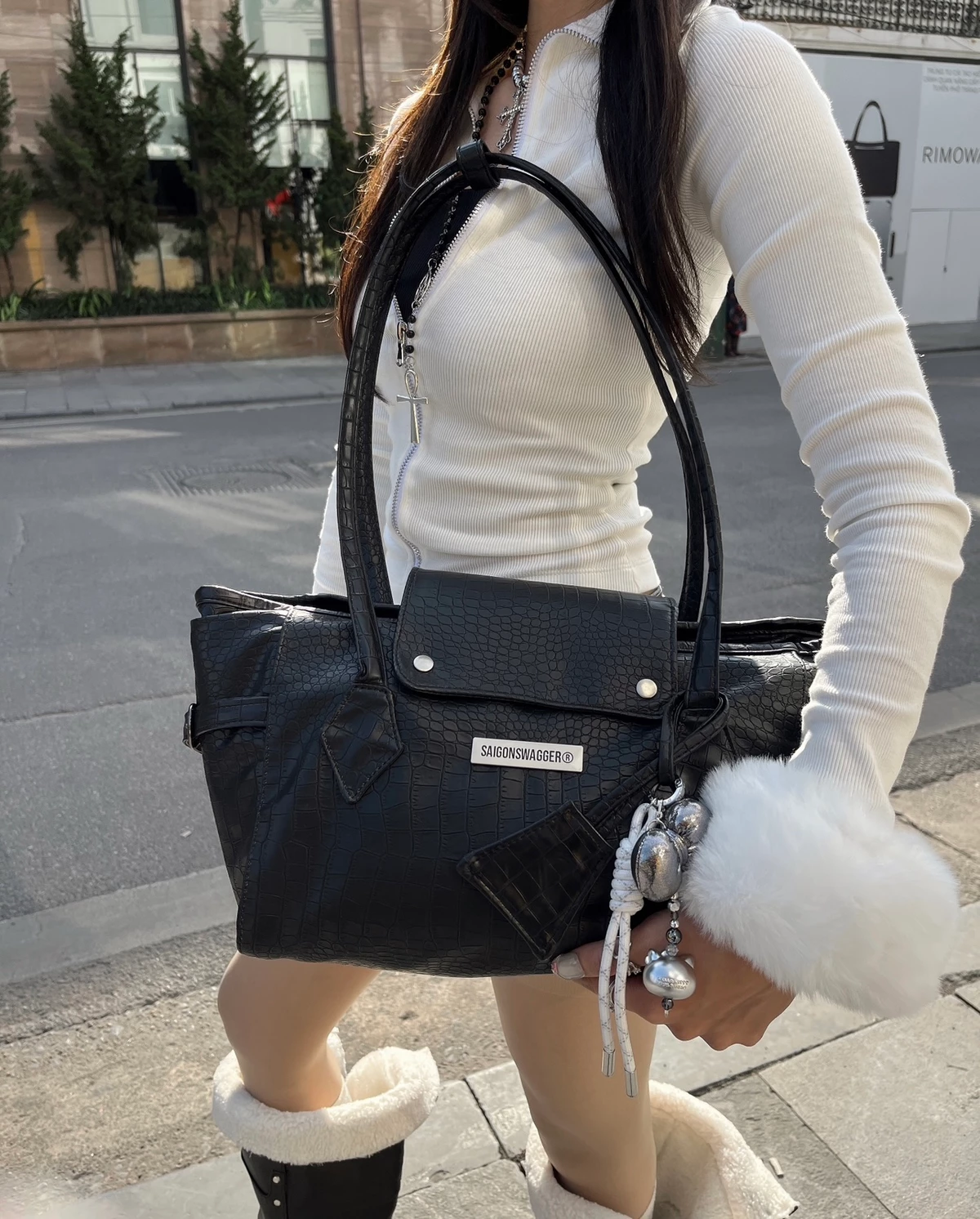 Túi Xách Da SAIGONSWAGGER® SGS “LUNE EMBOSSED” ELEGANT BAG /MEDIUM/