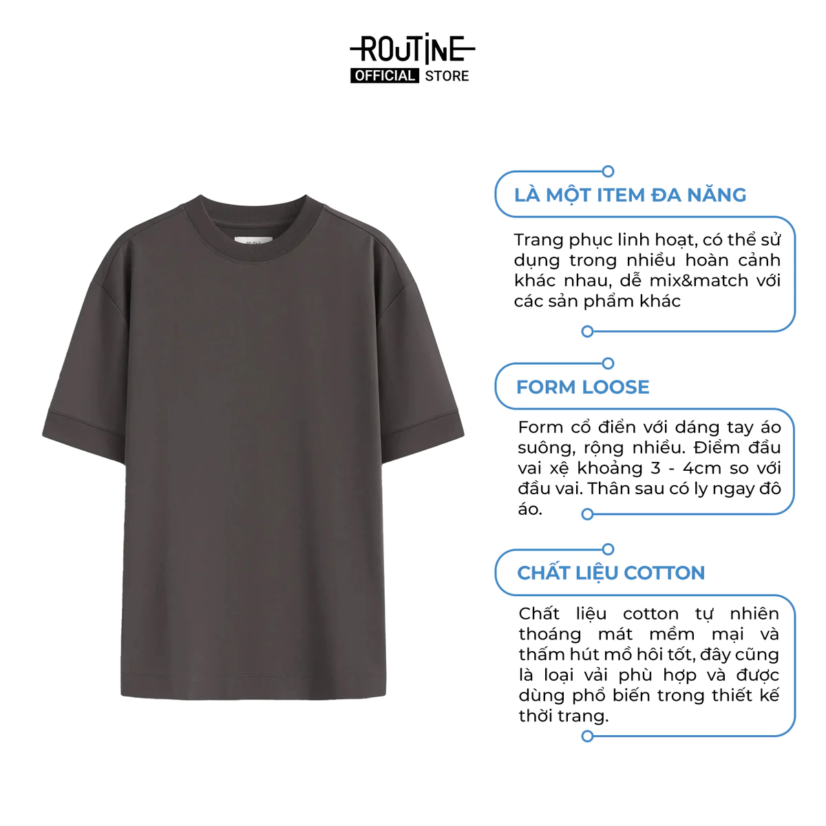 Áo Thun Tay Ngắn Vải French Terry Form Loose - Routine 10F24TSS048
