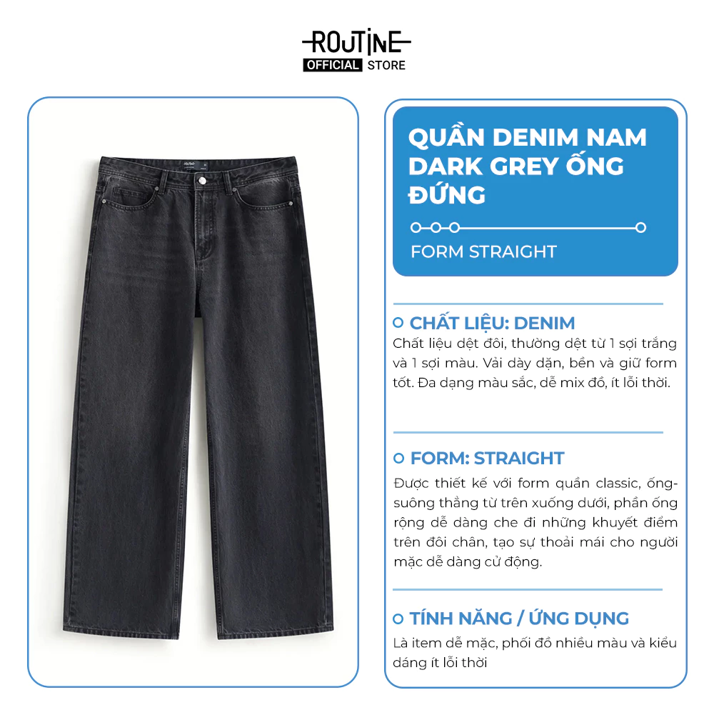Quần Jeans Nam Form Straight - Routine 10F25DPA035