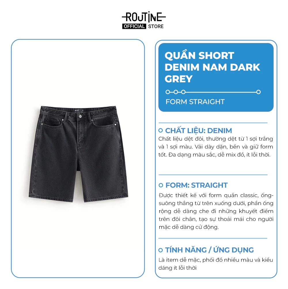 Quần Short Denim Nam Form Straight - Routine 10F25DPS005