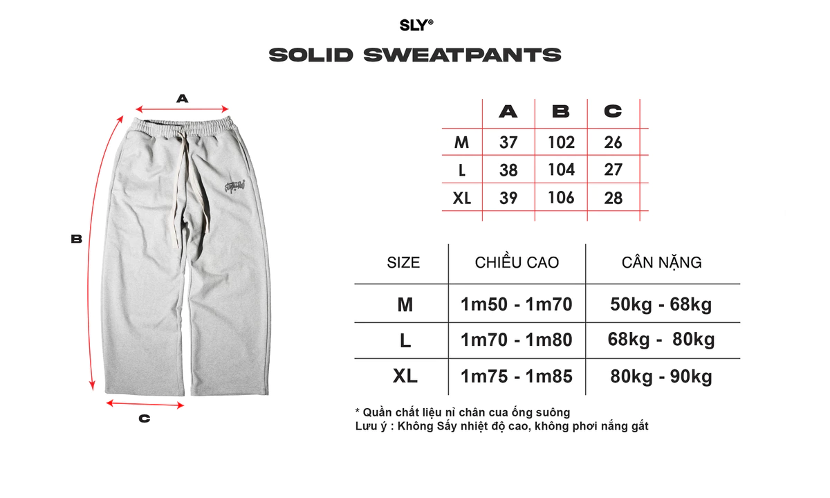 Quần nỉ ống rộng SLY Sweat Pant Solid màu đen