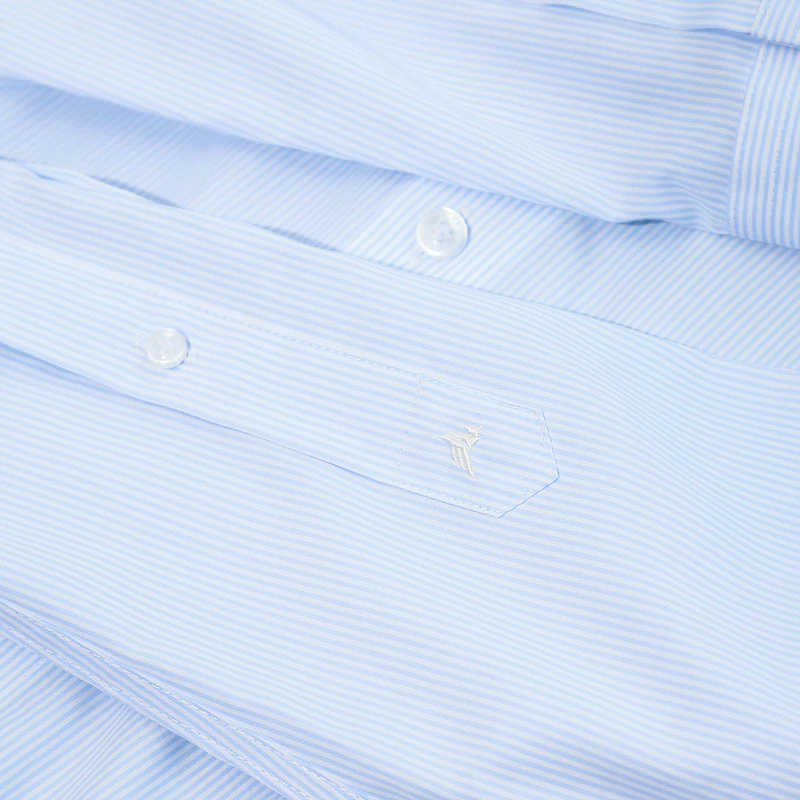 Sơ mi dài tay FORMAL SHIRT TORANO kẻ dọc nhỏ thêu logo ở thép tay phong cách trẻ trung, hiện đại GATB519