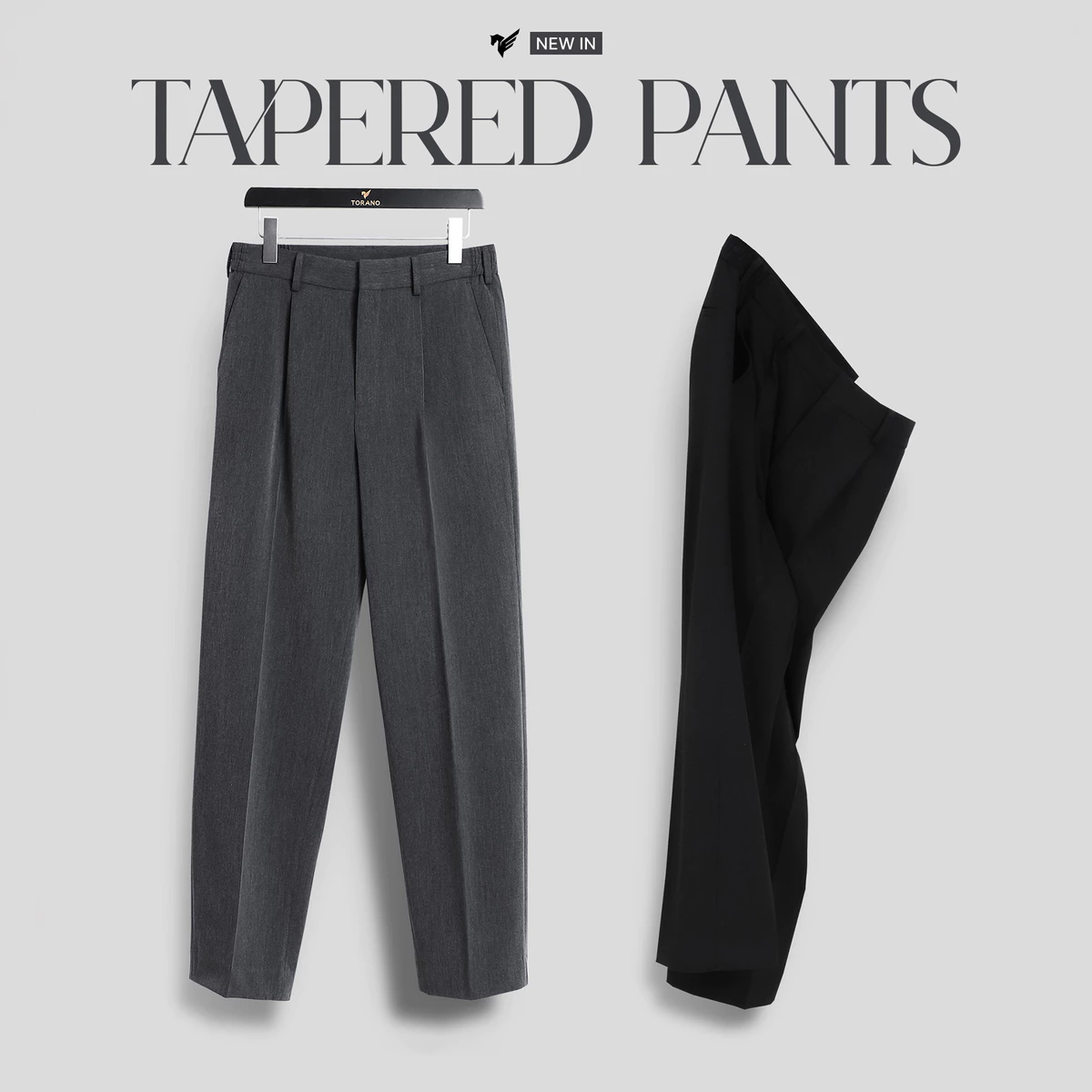 Quần âu TAPERED PANTS TORANO relaxedfit trơn phối cạp chun thêu logo  vừa vặn, tôn dáng tự nhiên GABT506