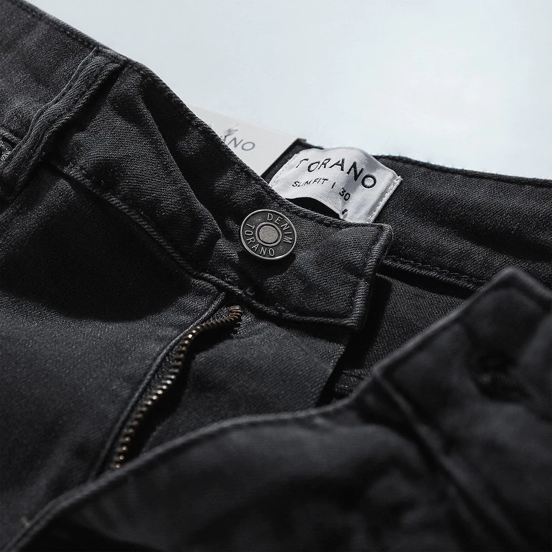 Quần Jeans PREMIUM JEANS TORANO basic slimfit cúc rập logo dày dặn, không bai xù, đúng phom GABJ871