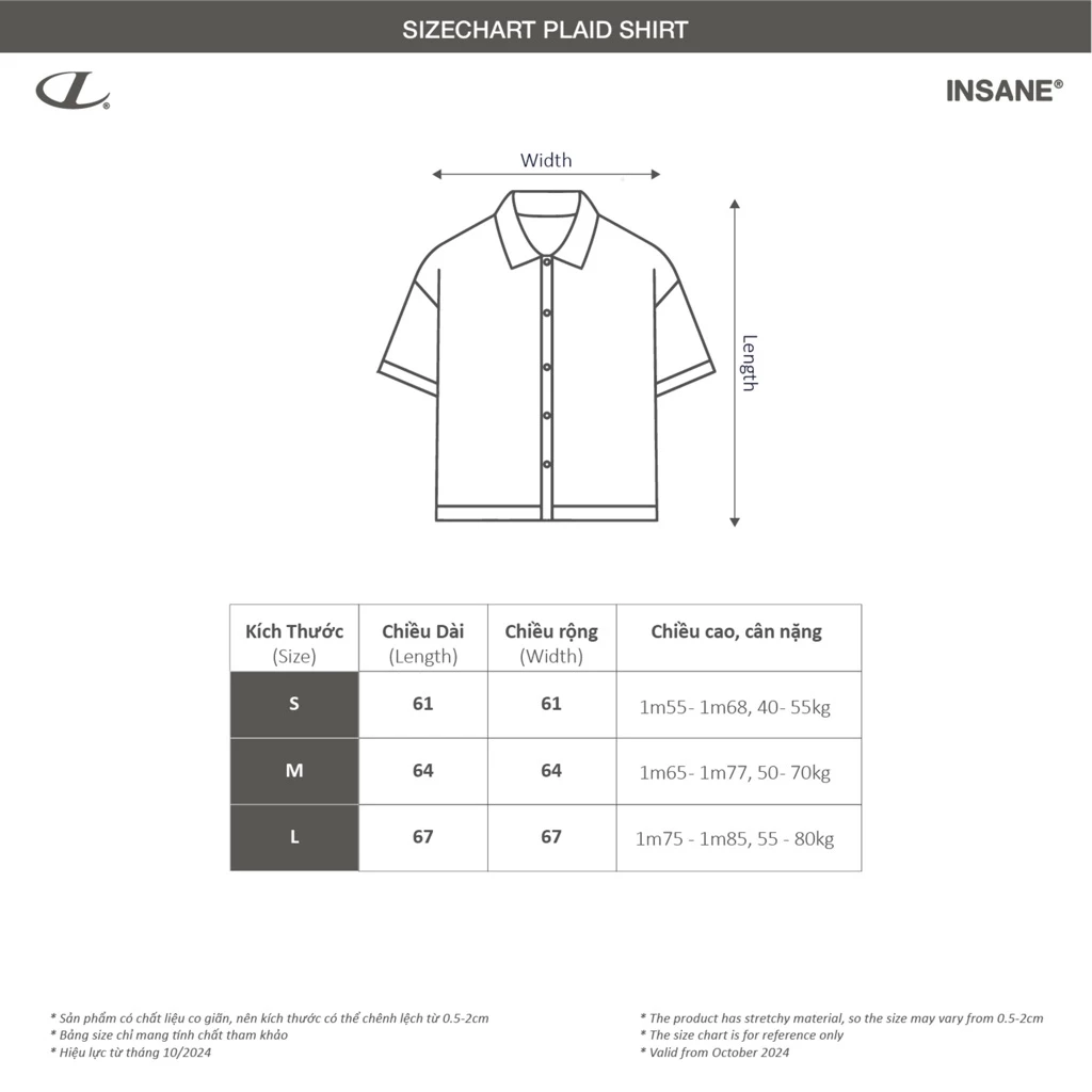 Áo Sơmi InsaneClo WILD LUCK PLAID SHIRT Form Boxy Unisex Vải Sơmi Nhập