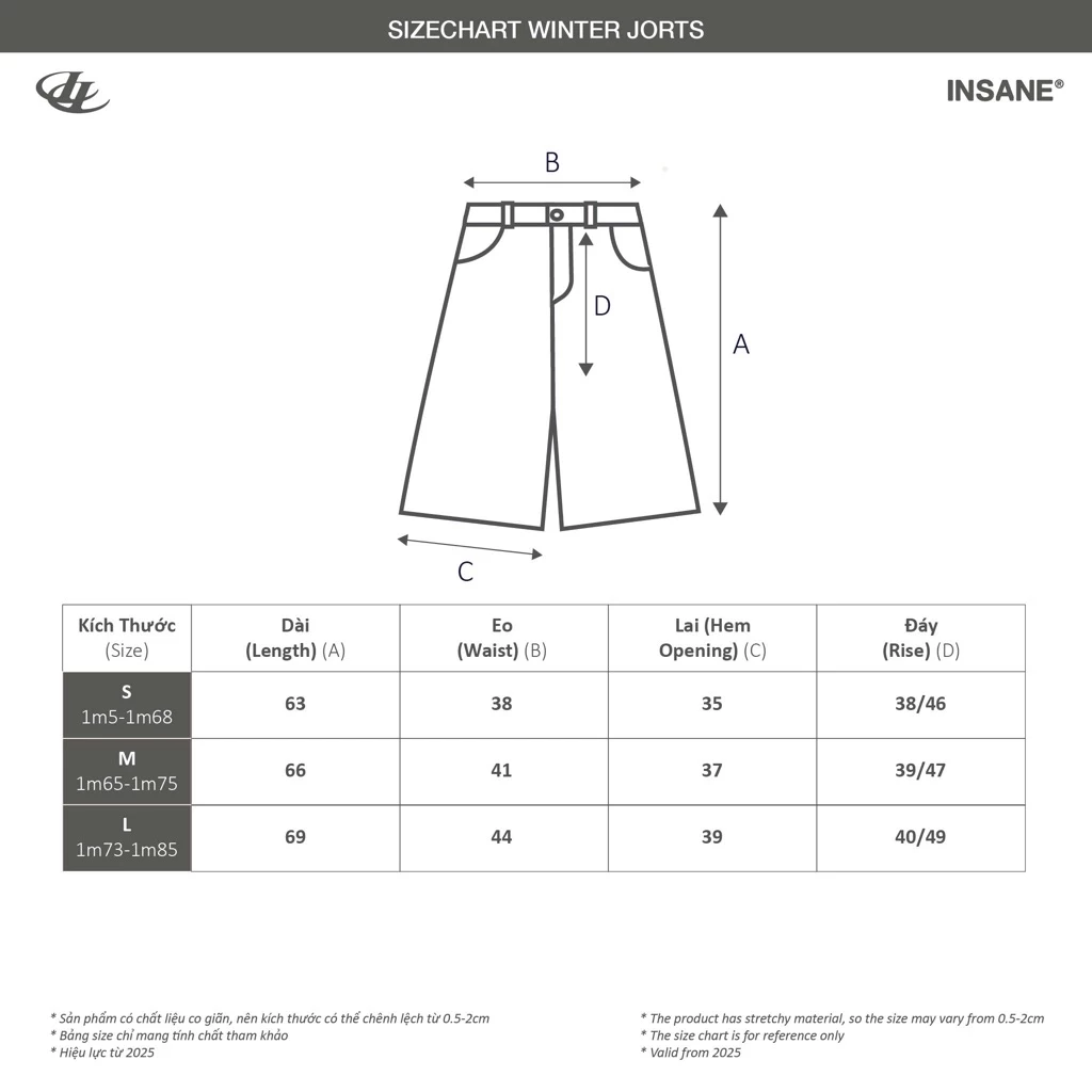 Quần Lửng InsaneClo HORSESHOE JORTS Form Rộng Dài Qua Gối Unisex Chất Liệu Denim
