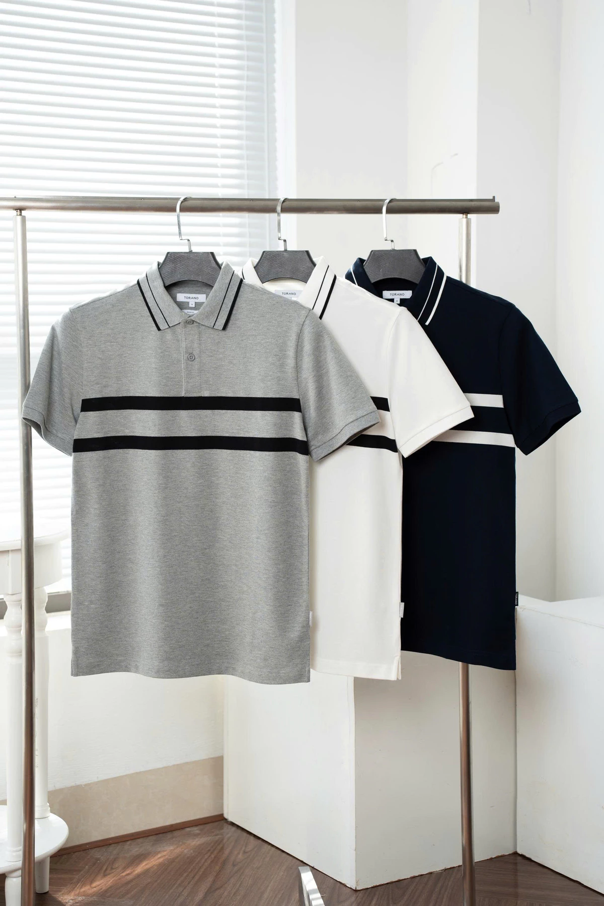 Áo polo CROSSOVER POLO TORANO kẻ bo tay lịch thiệp, thoải mái, chống tĩnh điện GSTP068