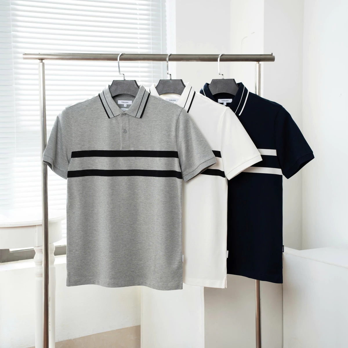 Áo polo CROSSOVER POLO TORANO kẻ bo tay lịch thiệp, thoải mái, chống tĩnh điện GSTP068