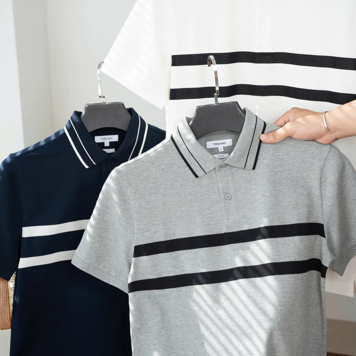 Áo polo CROSSOVER POLO TORANO kẻ bo tay lịch thiệp, thoải mái, chống tĩnh điện GSTP068