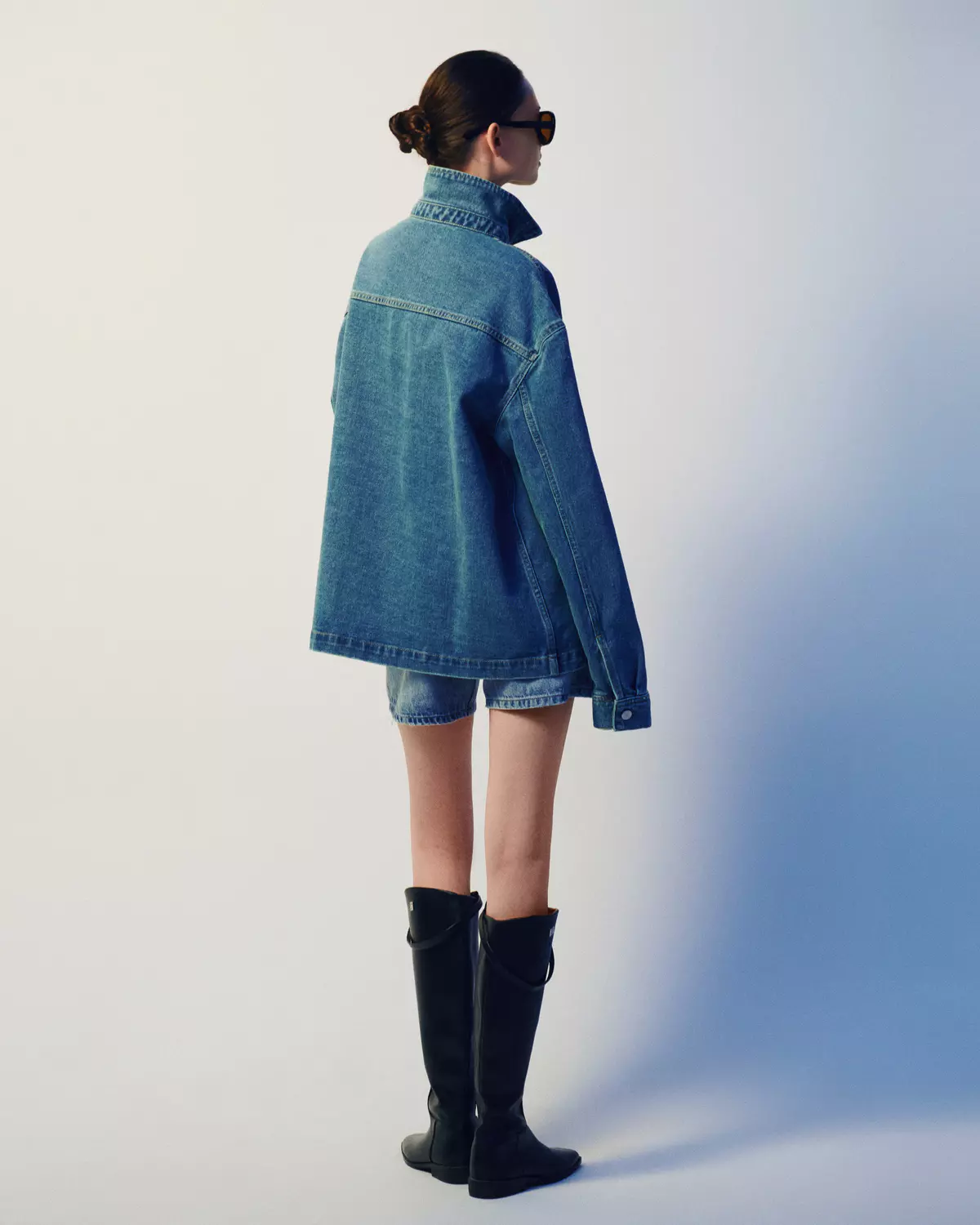 Eleven - Áo Sơ Mi Denim Unisex Nam Nữ Khoá Gài Tay Dài | Màu Xanh Dương