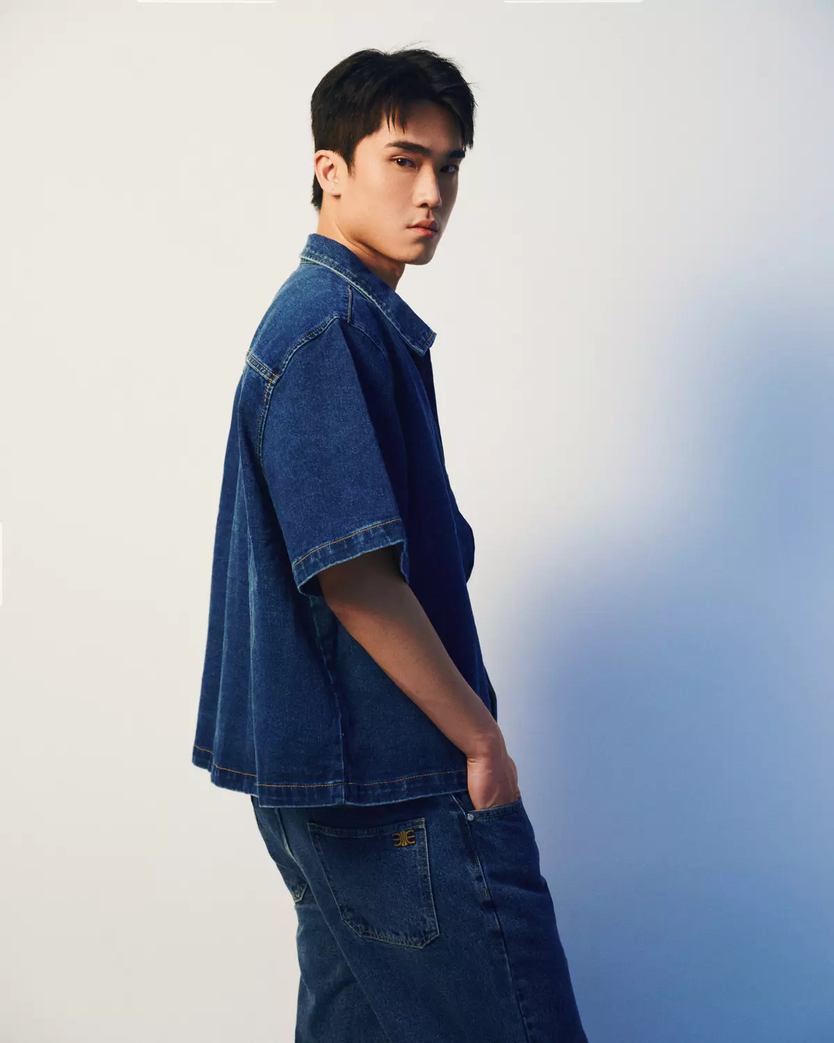 Eleven - Áo Sơ Mi Denim Khoá Kéo | Màu Xanh Dương