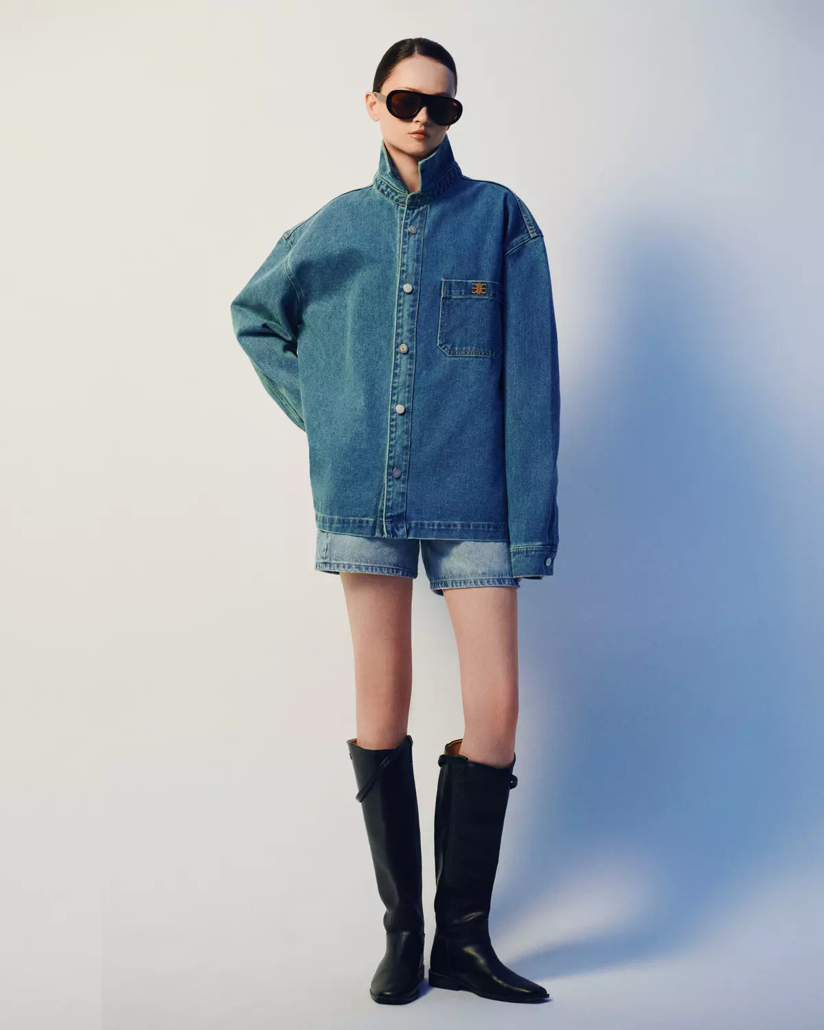 Eleven - Áo Sơ Mi Denim Unisex Nam Nữ Khoá Gài Tay Dài | Màu Xanh Dương