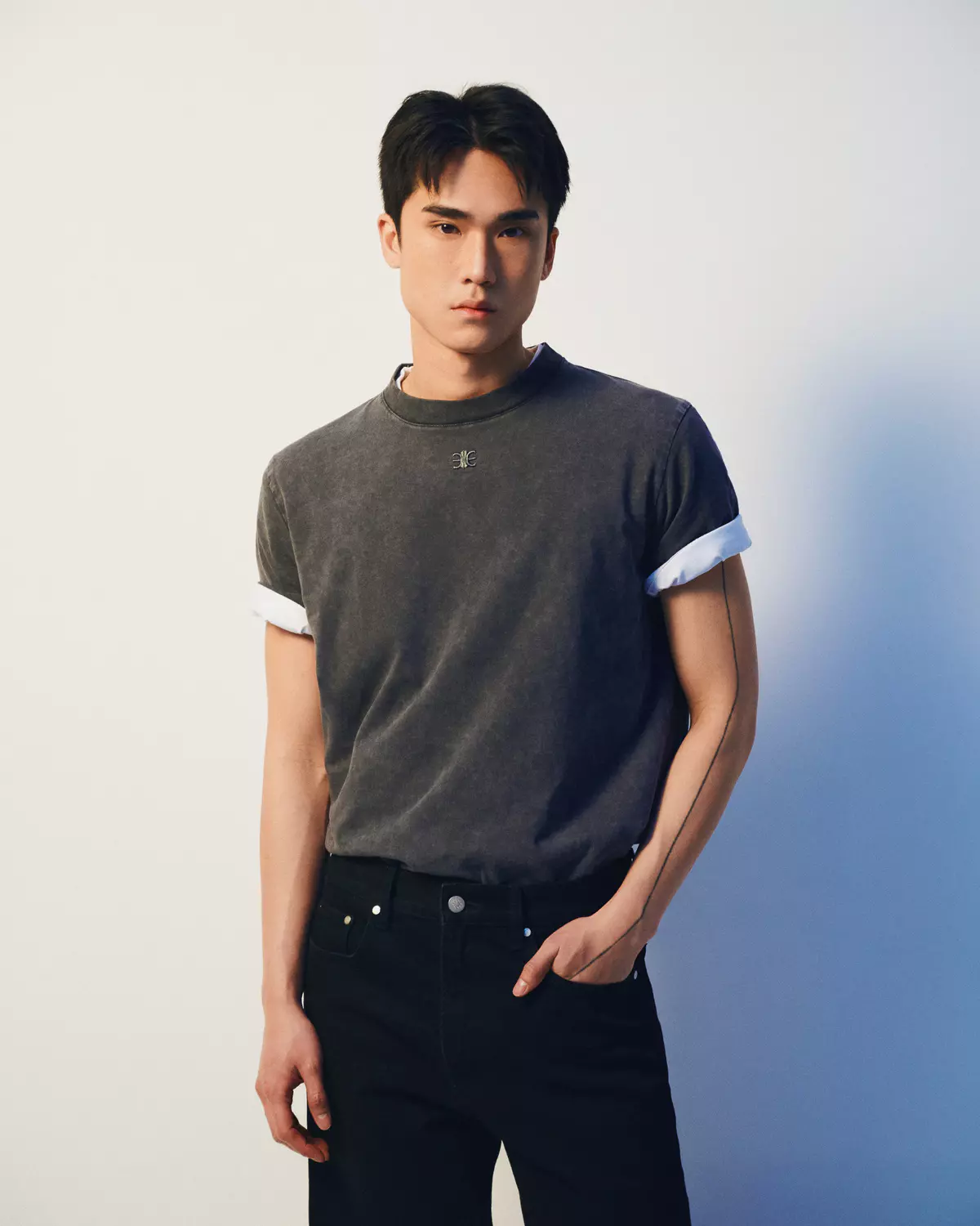 Eleven - Áo Thun Unisex Nam Nữ Hiệu Ứng Wash Thêu Mono | Màu Xám ( Wash )