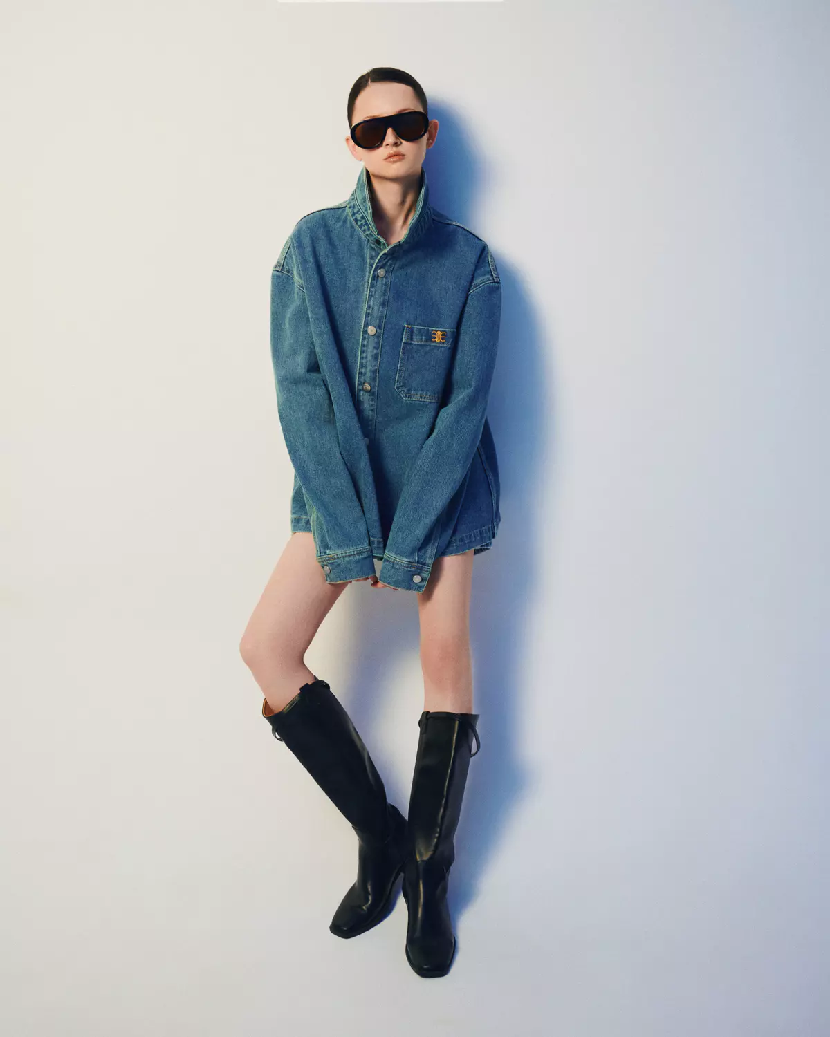 Eleven - Áo Sơ Mi Denim Unisex Nam Nữ Khoá Gài Tay Dài | Màu Xanh Dương