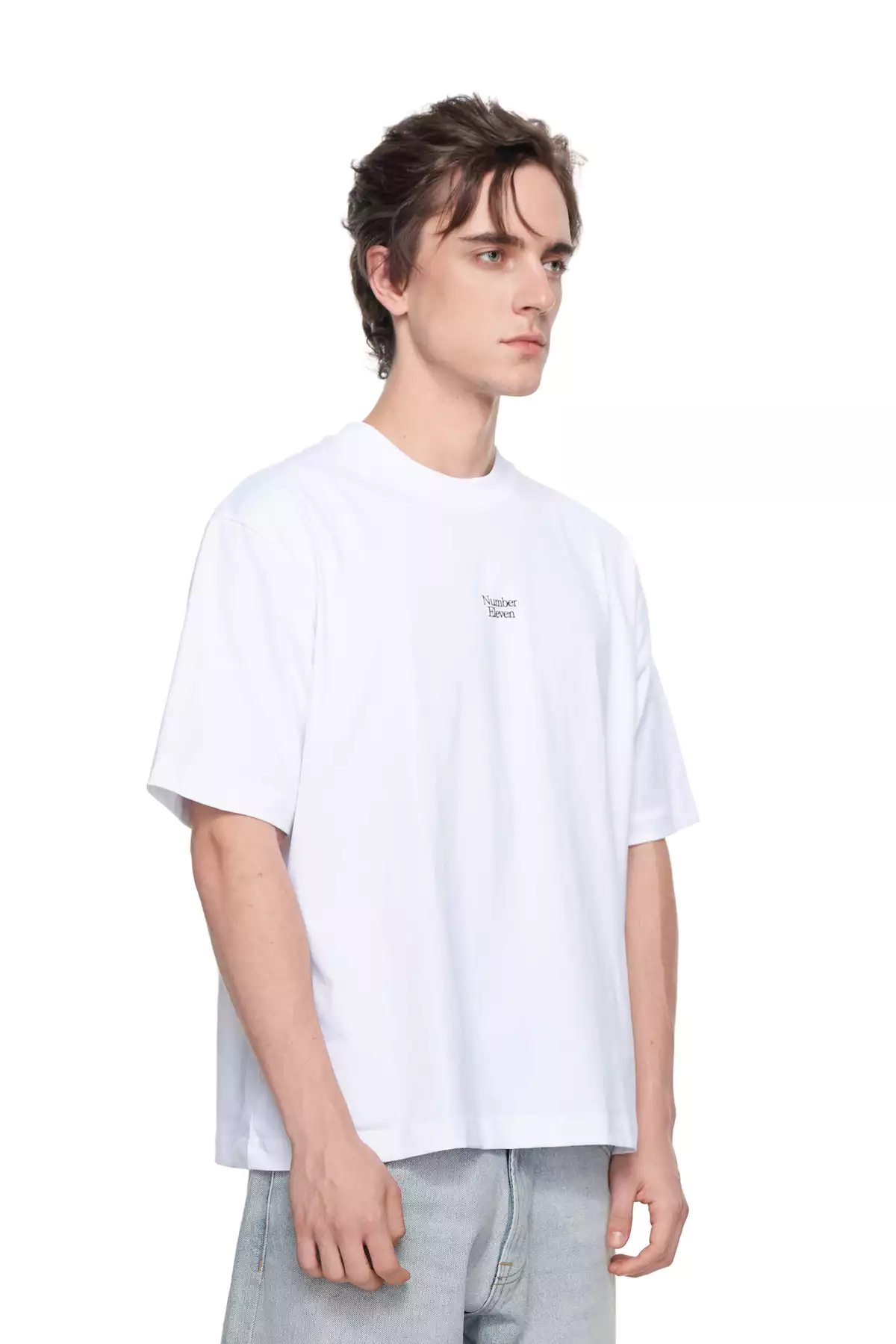 Eleven - Áo Thun Oversize Unisex In Number Eleven Dọc | Màu Trắng